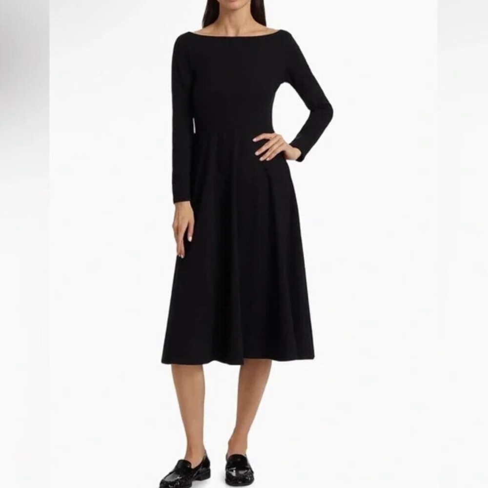 Classic Black Long-Sleeve Midi Dress